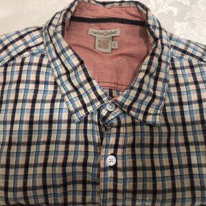 CARBON 2 COBALT 100% Cotton Blue Plaid Long Sleeve Casual Shirt Size Large Mens